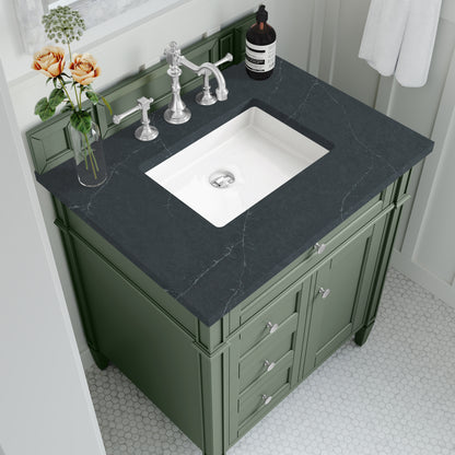 Renovate for Less Atlanta Brittany 30" Single Vanity, Smokey Celadon w/ 3 CM Charcoal Soapstone Top