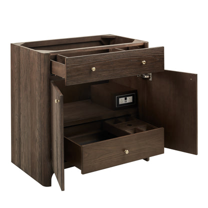 Renovate for Less Atlanta Gracyn 36" Single Vanity, Sable, w/ 3 CM Victorian Silver Quartz Widespread Top