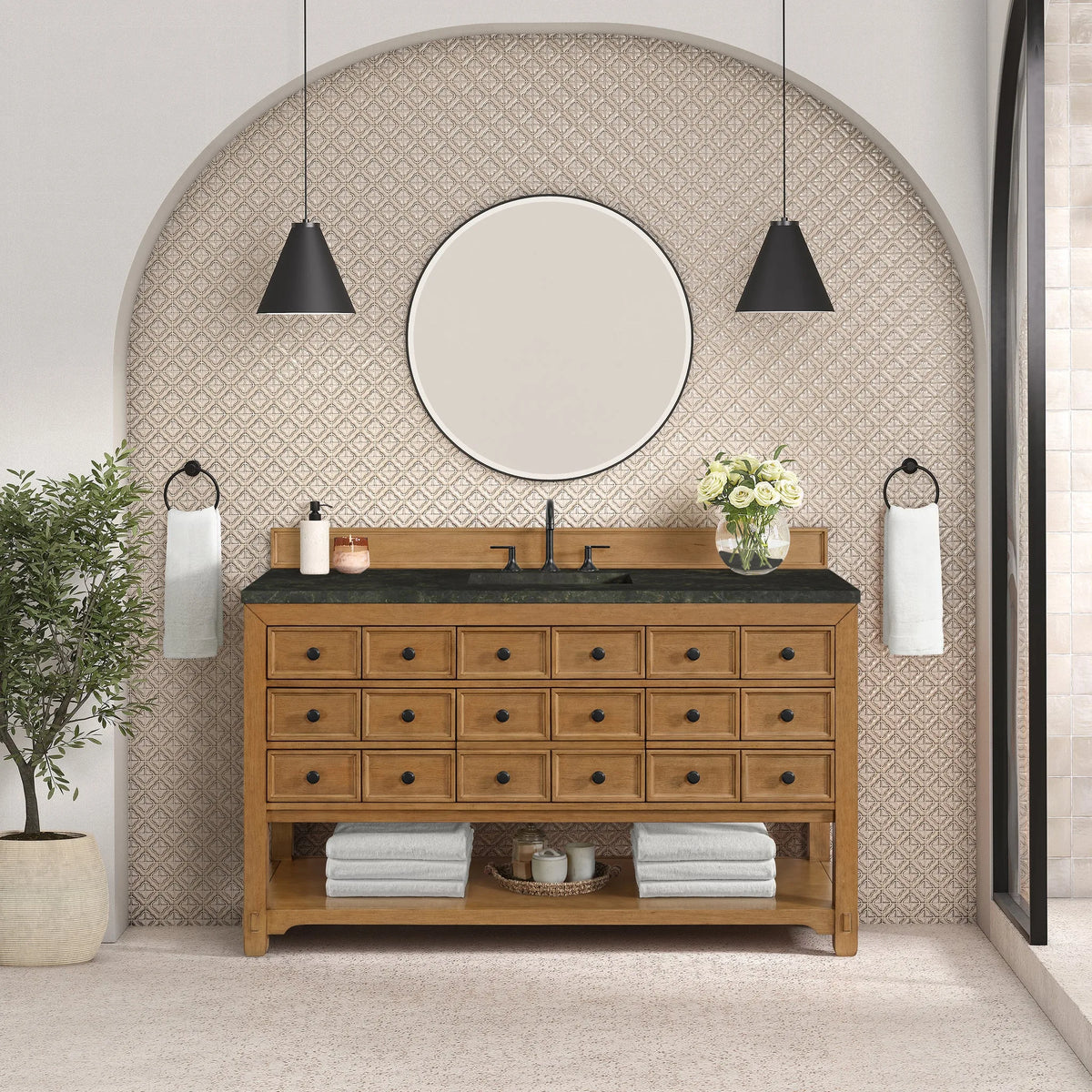 Malibu 60" Single Vanity, Amber Birch, w/ 3 CM Phantome Eclos Top