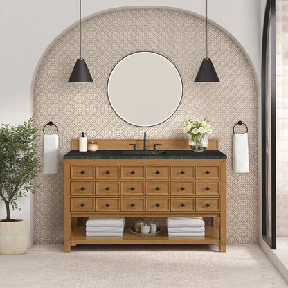 Malibu 60" Single Vanity, Amber Birch, w/ 3 CM Phantome Eclos Top