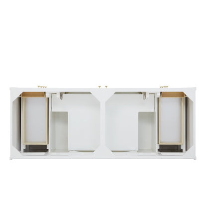 Renovate for Less Atlanta Chicago 60" Double Vanity, Glossy White, w/ 3 CM Parisien Bleu Silestone® Top w/FreePower Wireless Charger
