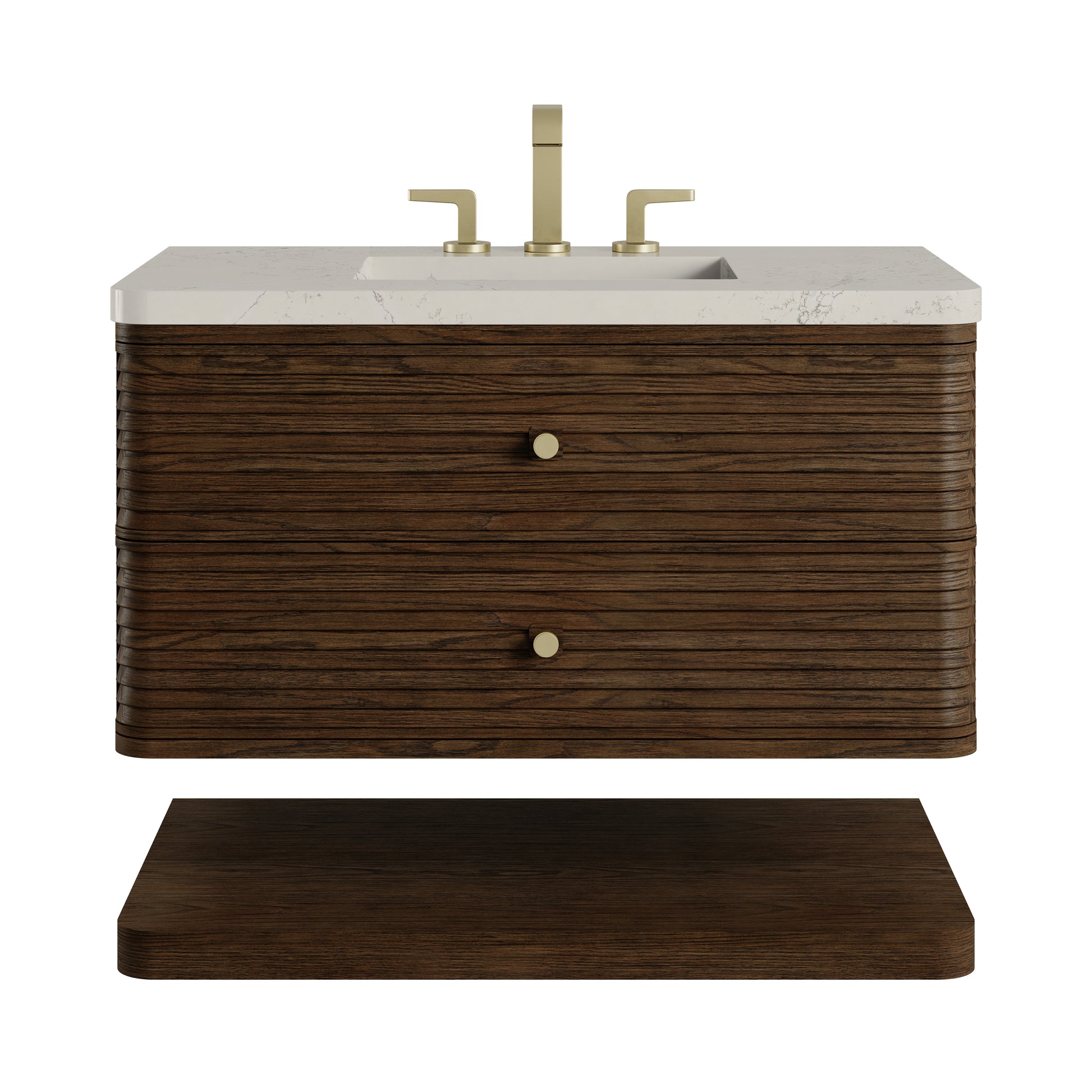 Renovate for Less Atlanta Allamari 36" Single Vanity, Sable w/ 3 CM Siberian Silestone Top