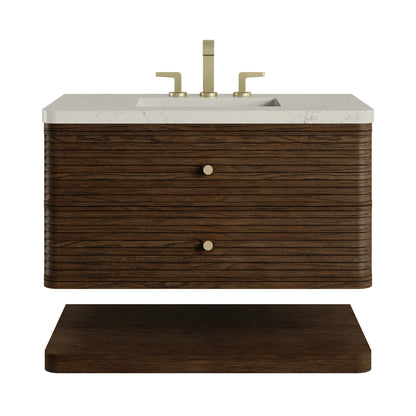 Renovate for Less Atlanta Allamari 36" Single Vanity, Sable w/ 3 CM Siberian Silestone Top