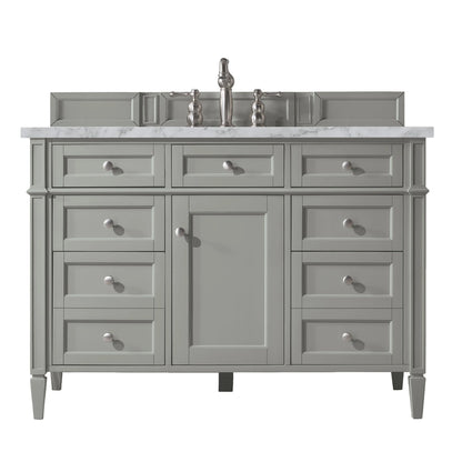 Brittany 48" Single Vanity, Urban Gray w/ 3 CM Carrara Marble Top