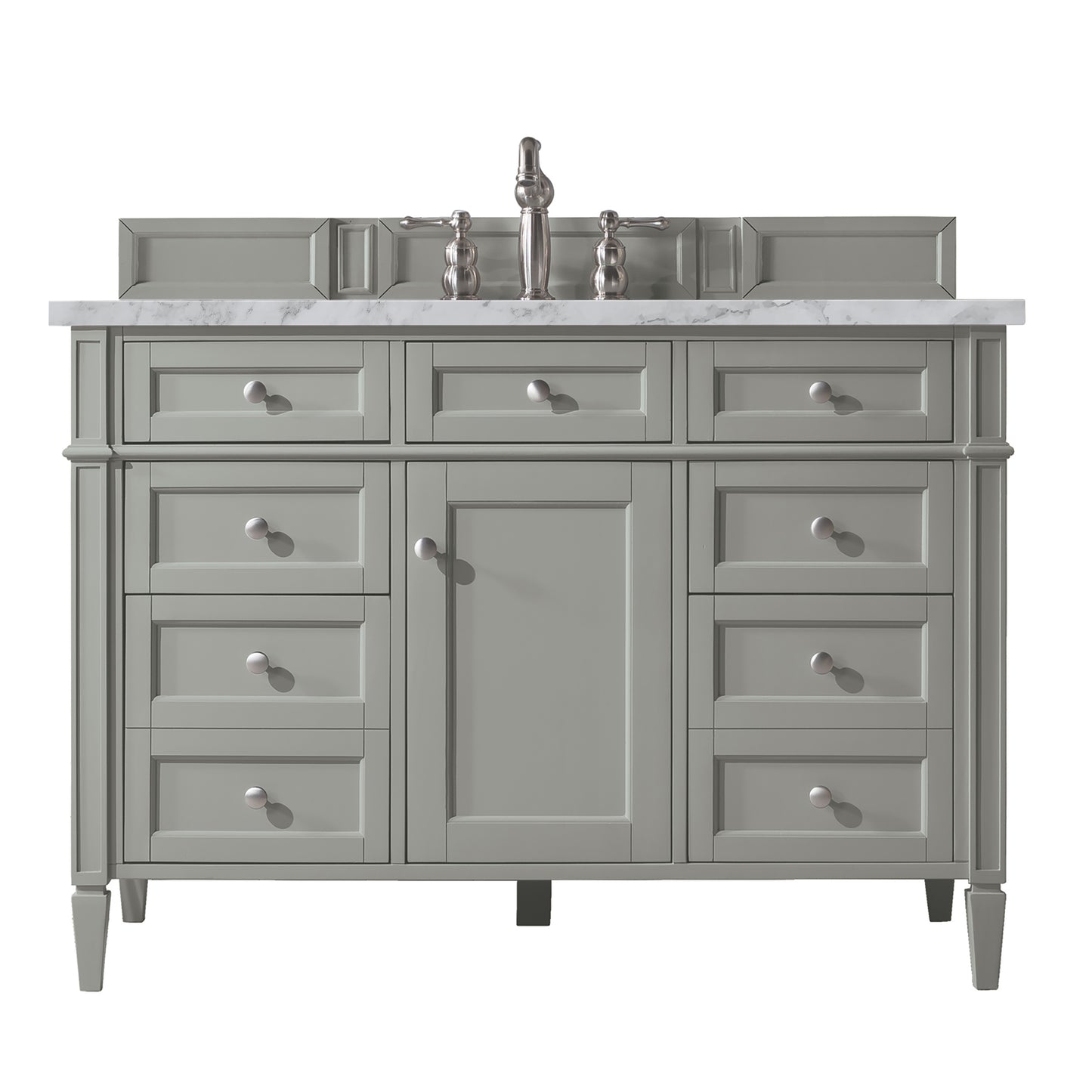Renovate for Less Atlanta Brittany 48" Single Vanity, Urban Gray w/ 3 CM Carrara Marble Top