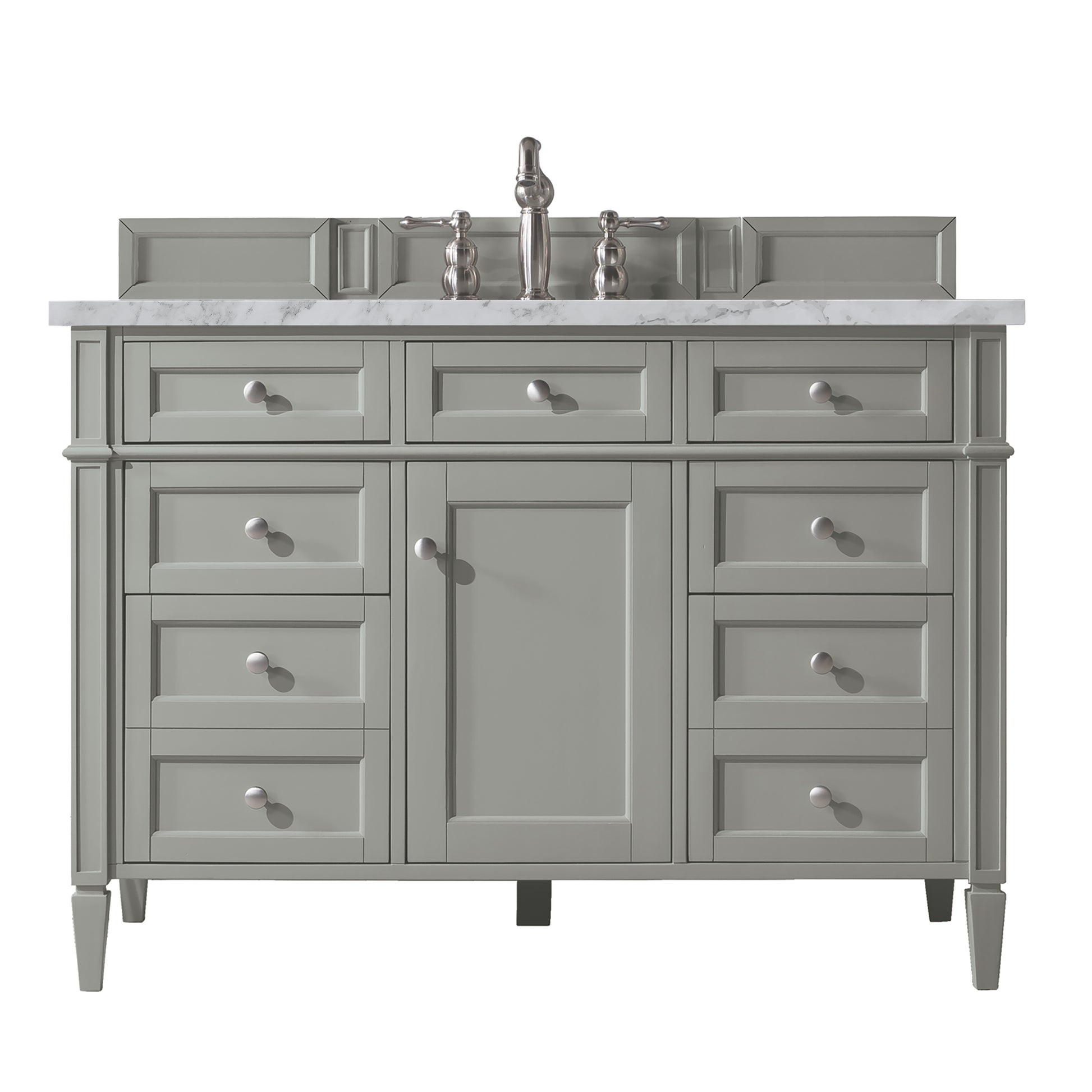 Renovate for Less Atlanta Brittany 48" Single Vanity, Urban Gray w/ 3 CM Carrara Marble Top