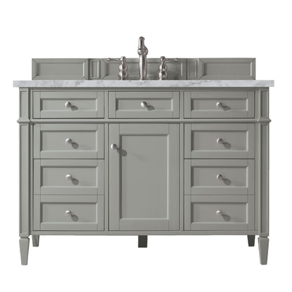 Renovate for Less Atlanta Brittany 48" Single Vanity, Urban Gray w/ 3 CM Carrara Marble Top