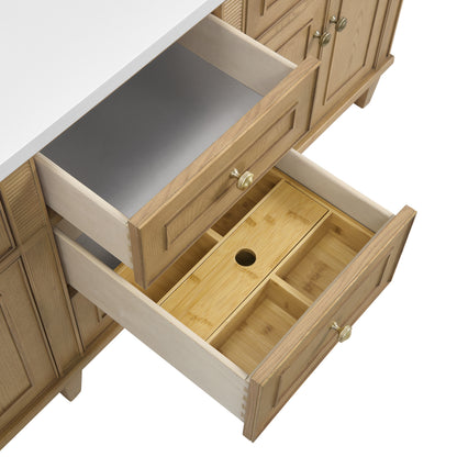 Renovate for Less Atlanta Lorelai 72" Double Vanity, Light Natural Oak, w/ 3 CM Tajnar Eclos Top