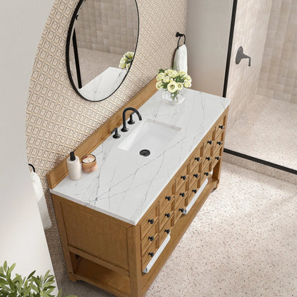 Malibu 60" Single Vanity, Amber Birch w/ 3 CM Ethereal Noctis Top