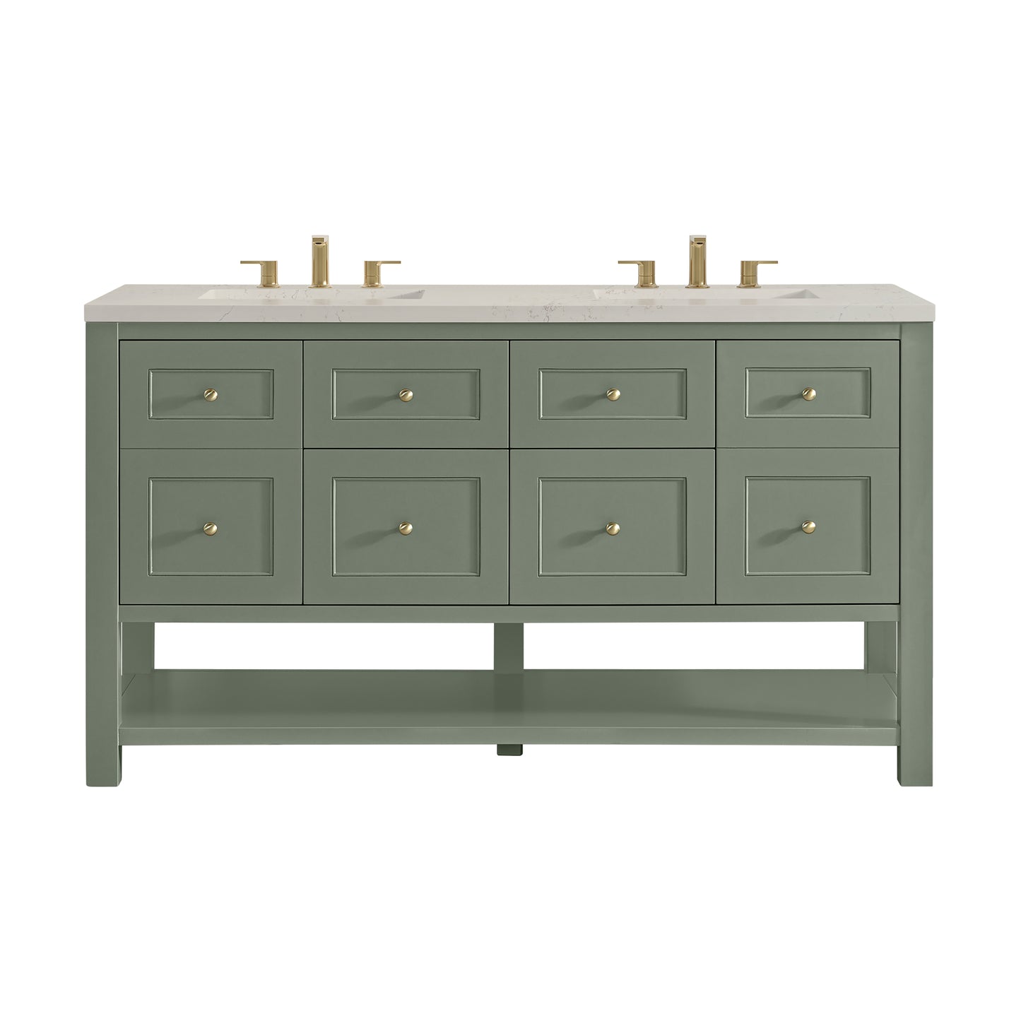 Renovate for Less Atlanta Breckenridge 60" Double Vanity, Smokey Celadon, w/ 3 CM Siberian Silestone Top