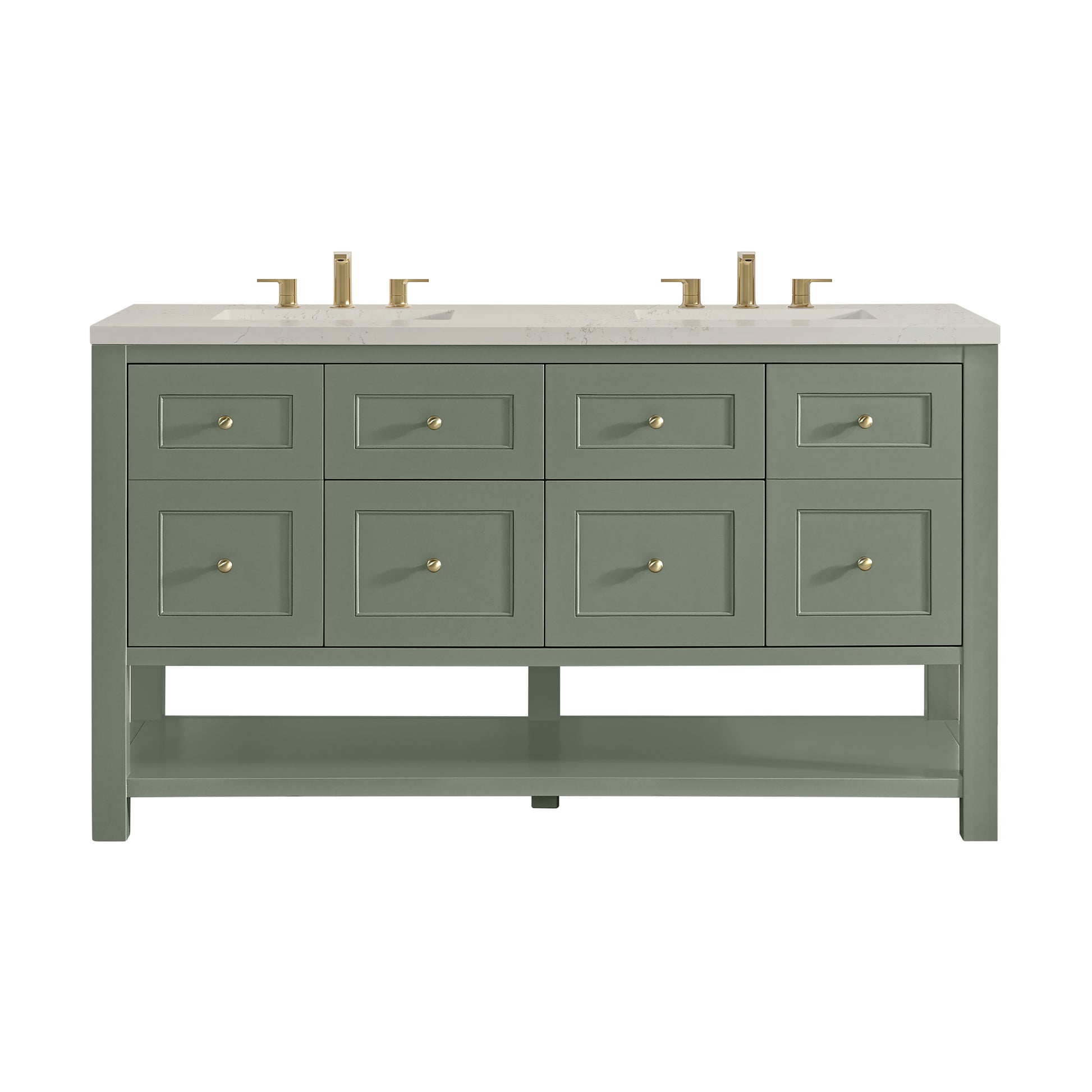 Renovate for Less Atlanta Breckenridge 60" Double Vanity, Smokey Celadon, w/ 3 CM Siberian Silestone Top