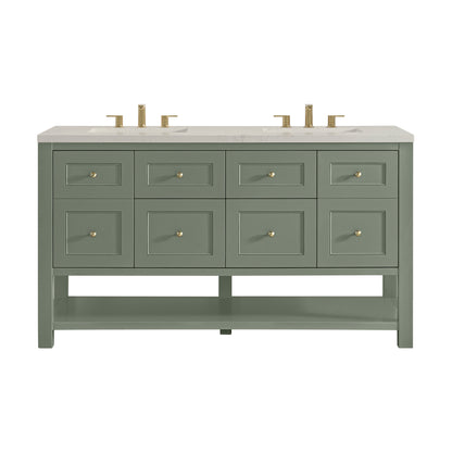 Renovate for Less Atlanta Breckenridge 60" Double Vanity, Smokey Celadon, w/ 3 CM Siberian Silestone Top
