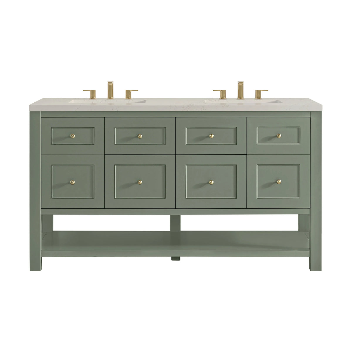 Breckenridge 60" Double Vanity, Smokey Celadon, w/ 3 CM Siberian Silestone Top