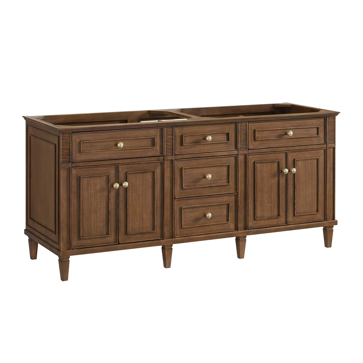 Lorelai 72"Double Vanity, Mid-Century Walnut w/ 3 CM White Zeus Silestone Top