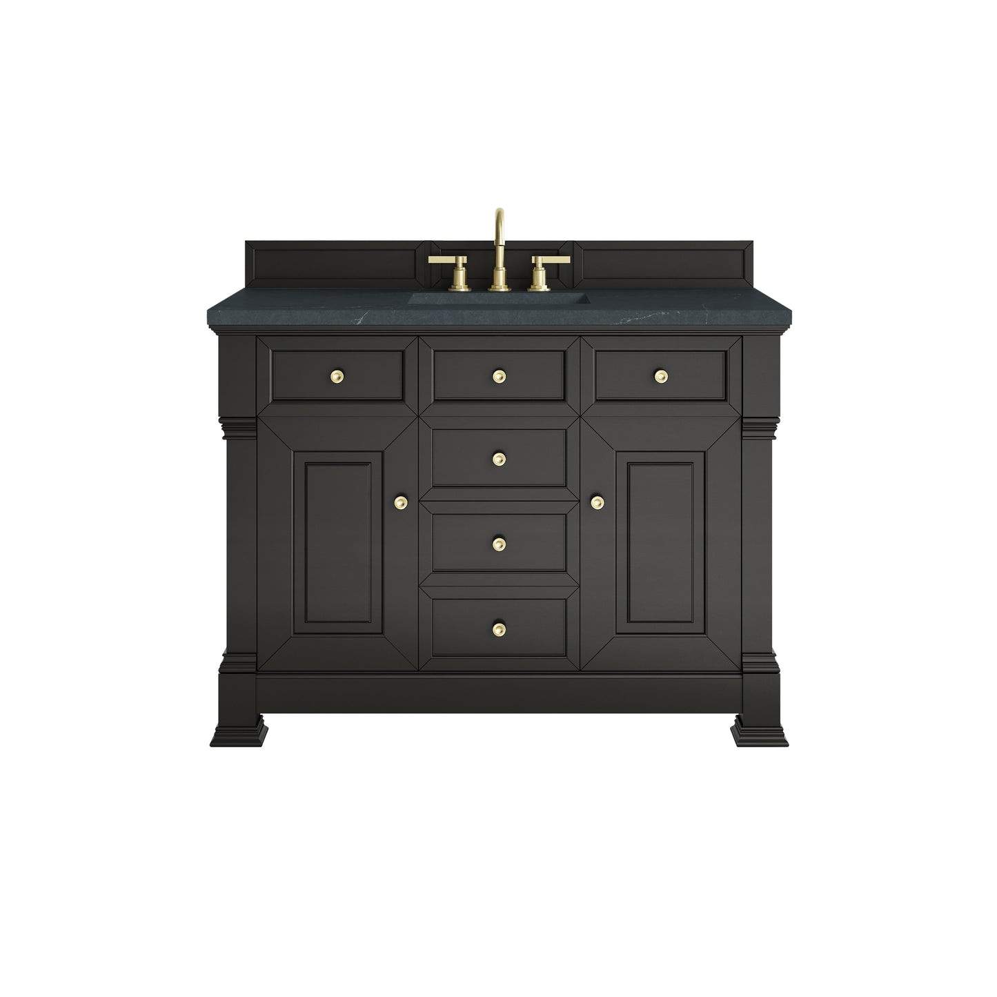 Renovate for Less Atlanta Brookfield 48" Single Vanity, Black Onyx w/3 CM Charcoal Soapstone Silestone Top