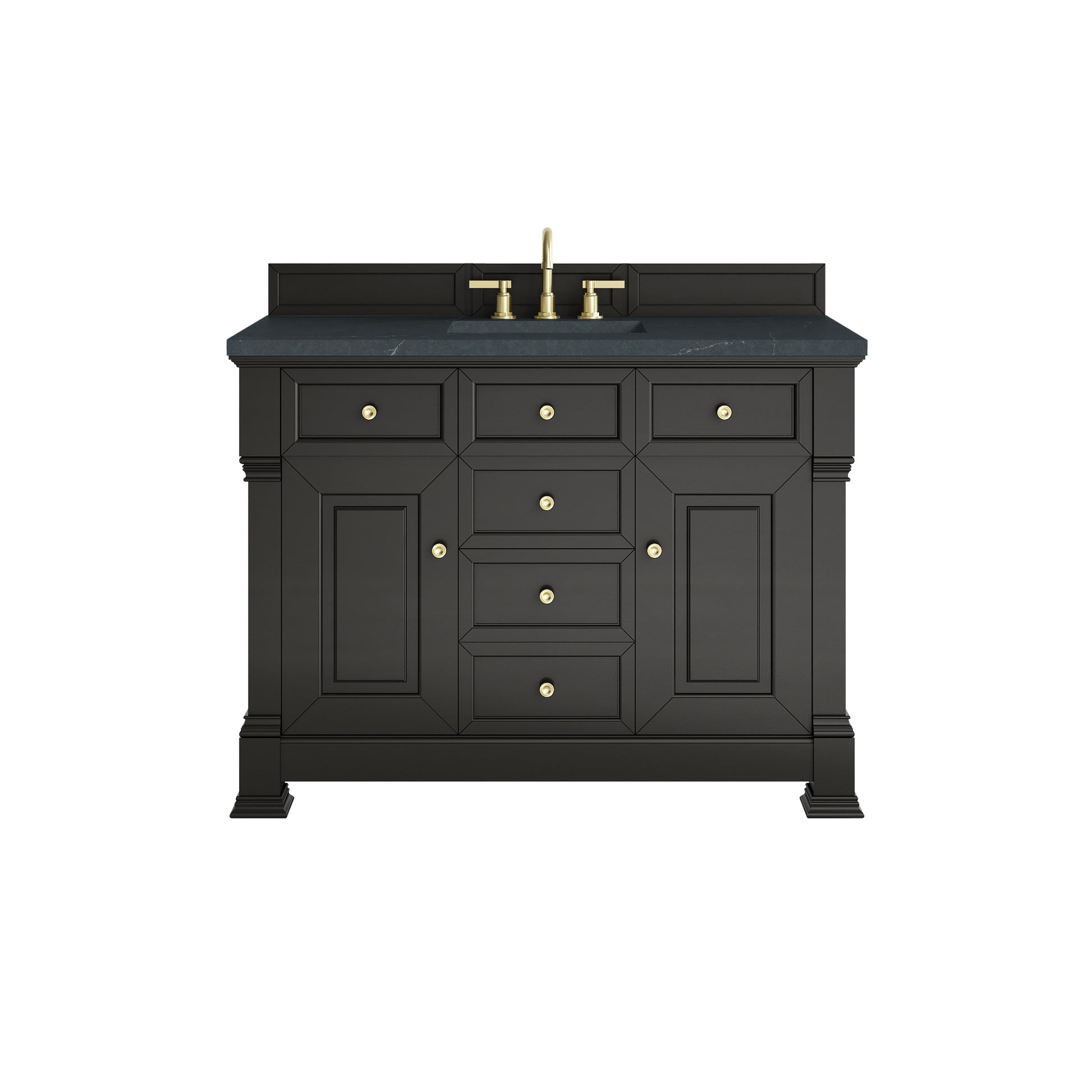 Renovate for Less Atlanta Brookfield 48" Single Vanity, Black Onyx w/3 CM Charcoal Soapstone Silestone Top
