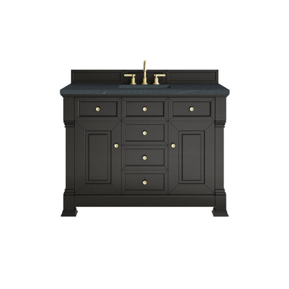 Renovate for Less Atlanta Brookfield 48" Single Vanity, Black Onyx w/3 CM Charcoal Soapstone Silestone Top