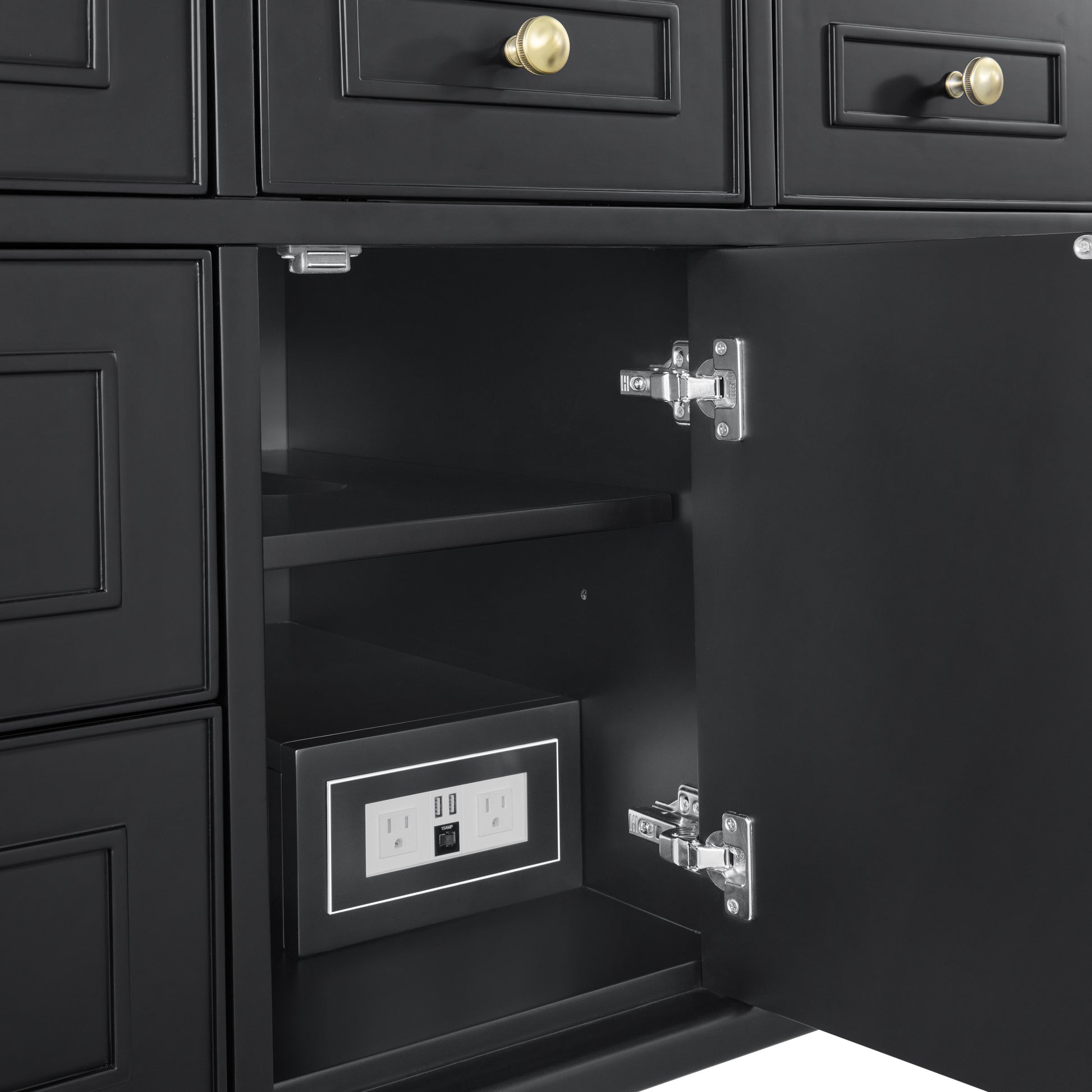 Renovate for Less Atlanta Lorelai 48" Single Vanity, Black Onyx, w/ 3 CM Phantome Eclos Top