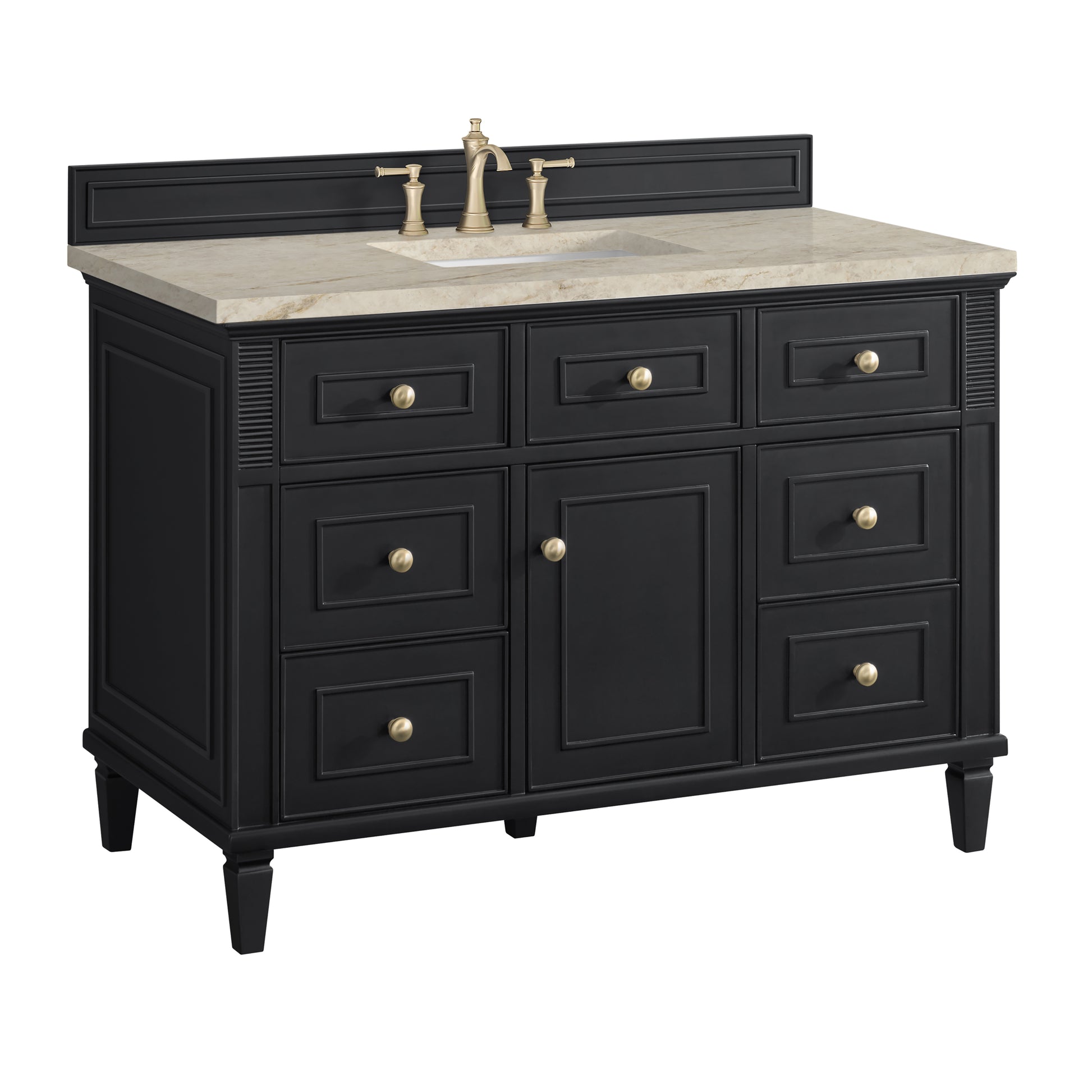 Renovate for Less Atlanta Lorelai 48" Single Vanity, Black Onyx, w/ 3 CM Tajnar Eclos Top