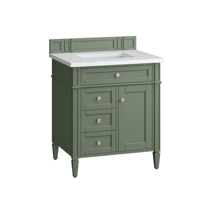 Renovate for Less Atlanta Brittany 30" Single Vanity, Smokey Celadon w/ 3 CM White Zeus Top