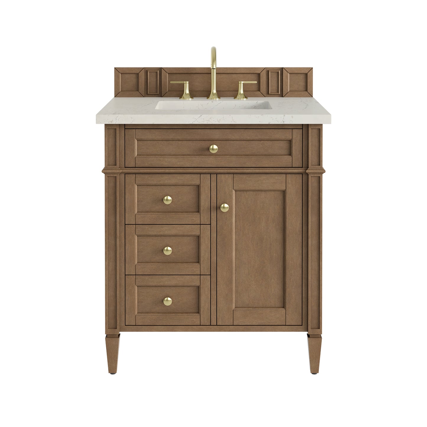 Renovate for Less Atlanta Brittany 30" Single Vanity, Pecan w/ 3 CM Siberian Silestone Top