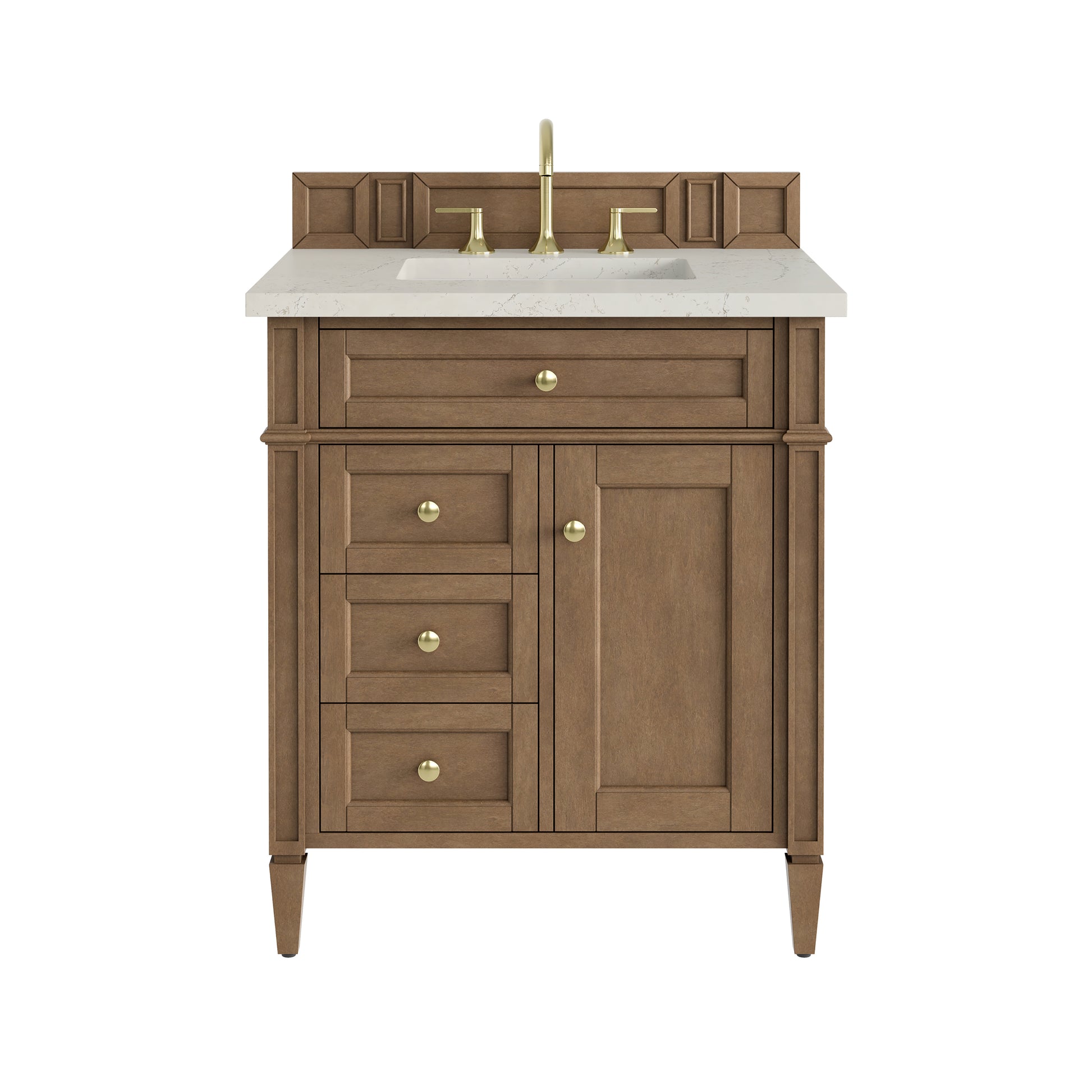 Renovate for Less Atlanta Brittany 30" Single Vanity, Pecan w/ 3 CM Siberian Silestone Top