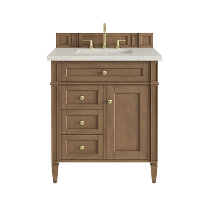 Renovate for Less Atlanta Brittany 30" Single Vanity, Pecan w/ 3 CM Siberian Silestone Top