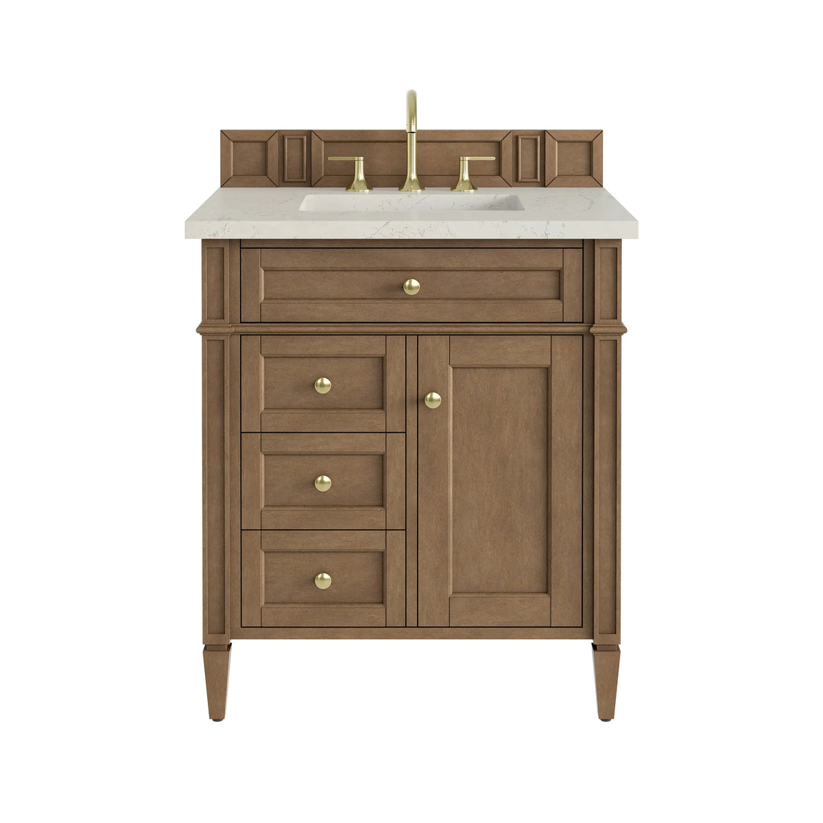 Brittany 30" Single Vanity, Pecan w/ 3 CM Siberian Silestone Top