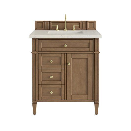 Brittany 30" Single Vanity, Pecan w/ 3 CM Siberian Silestone Top