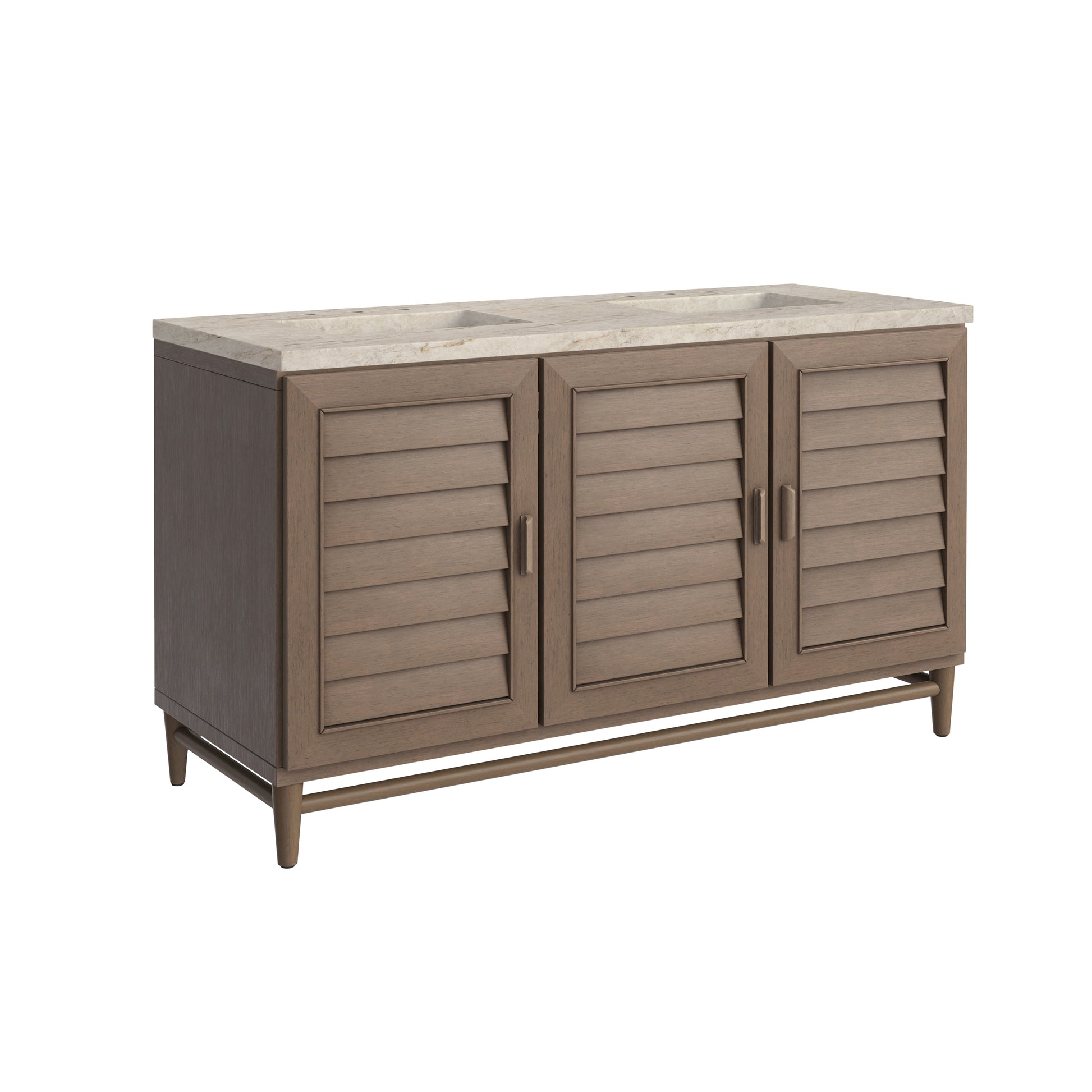Renovate for Less Atlanta Portland 60" Double Vanity, Whitewashed Walnut, w/ 3 CM Tajnar Eclos Top