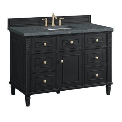 Lorelai 48" Single Vanity, Black Onyx w/ 3 CM Parisien Bleu Silestone Top w/FreePower Wireless Charger