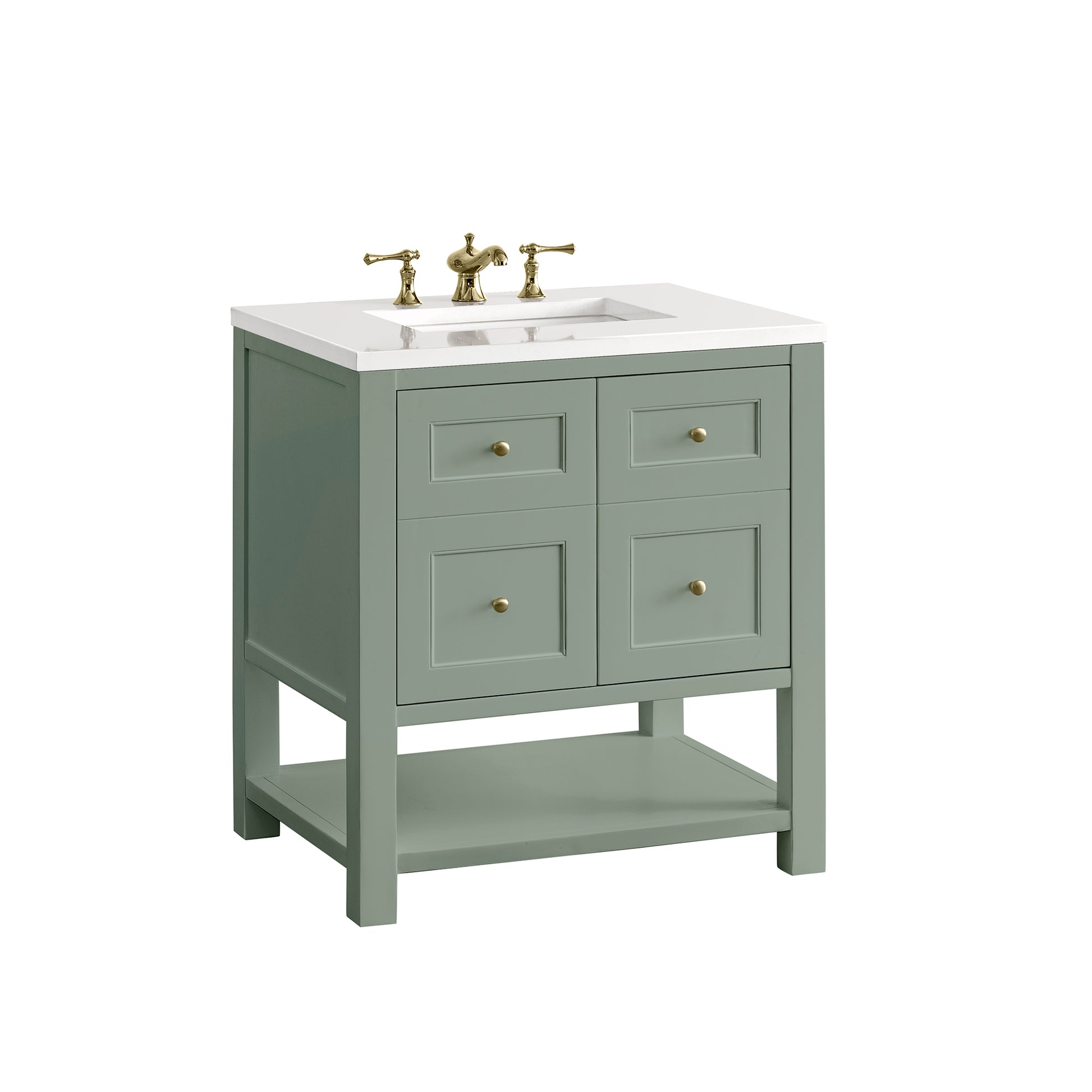 Renovate for Less Atlanta Breckenridge 30" Single Vanity, Smokey Celadon w/ 3 CM White Zeus Top