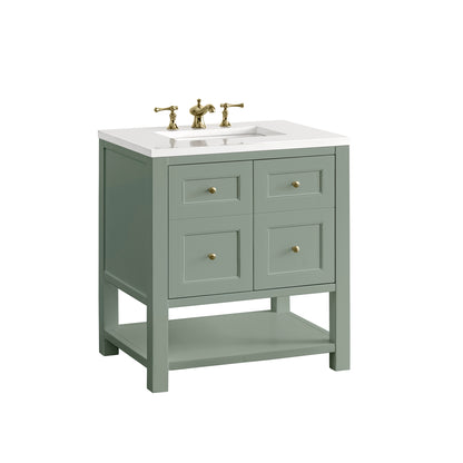 Renovate for Less Atlanta Breckenridge 30" Single Vanity, Smokey Celadon w/ 3 CM White Zeus Top