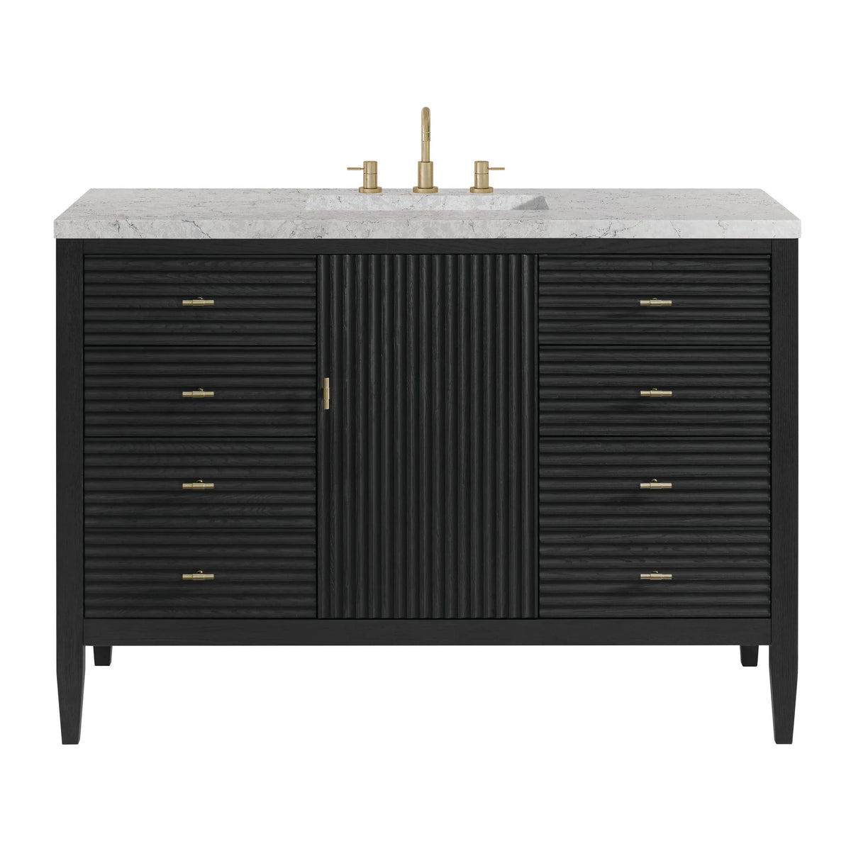 Myrrin 48" Single Vanity, Carbon Oak w/ 3 CM Eternal Jasmine Pearl Silestone Top w/FreePower Wireless Charger