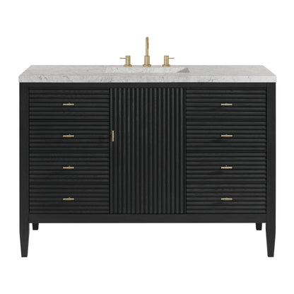 Myrrin 48" Single Vanity, Carbon Oak w/ 3 CM Eternal Jasmine Pearl Silestone Top w/FreePower Wireless Charger