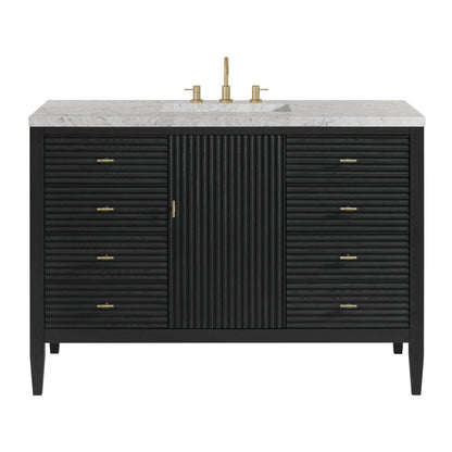 Myrrin 48" Single Vanity, Carbon Oak w/ 3 CM Eternal Jasmine Pearl Silestone Top