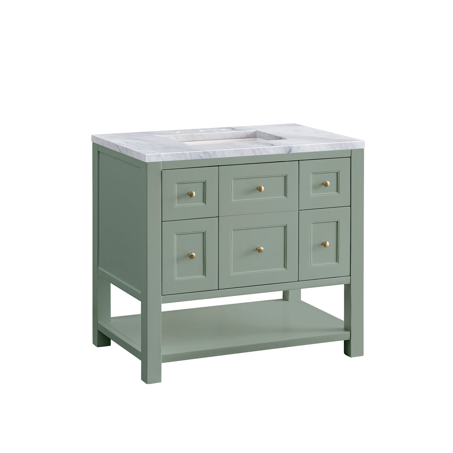 Renovate for Less Atlanta Breckenridge 36" Single Vanity, Smokey Celadon w/ 3 CM Carrara Marble Top