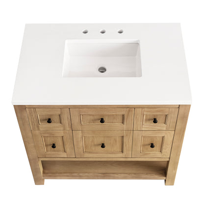 Renovate for Less Atlanta Breckenridge 36" Single Vanity, Light Natural Oak w/ 3 CM White Zeus Top