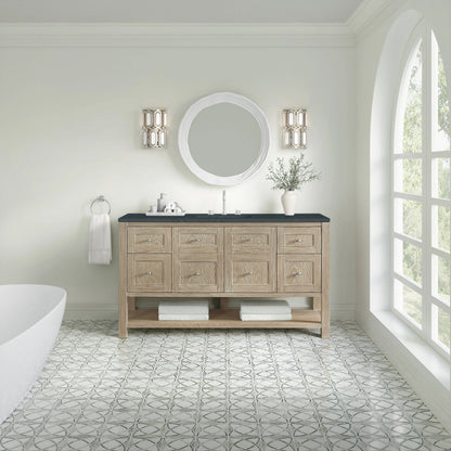 Breckenridge 60" Single Vanity, Whitewashed Oak, w/ 3 CM Charcoal Soapstone Quartz Top