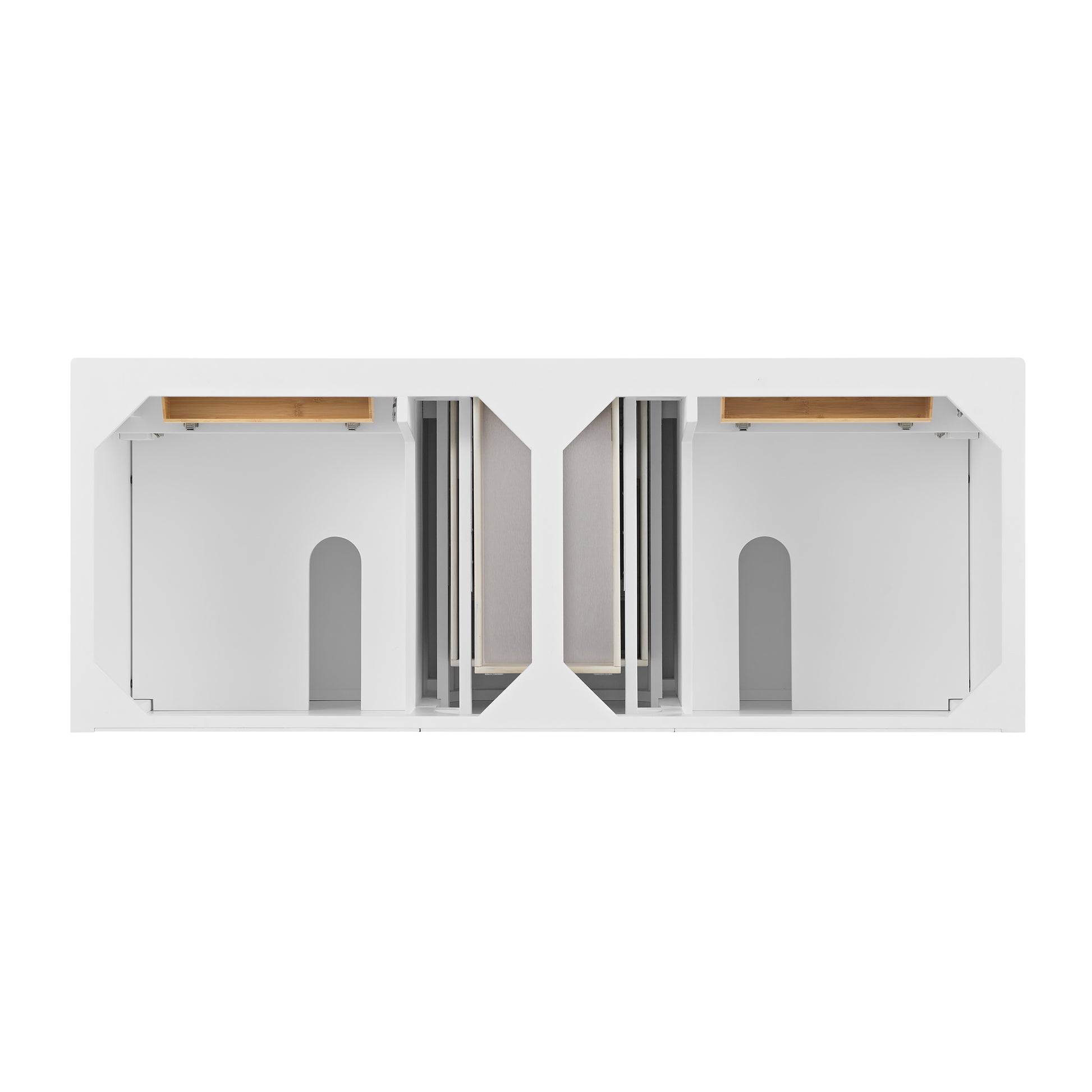 Renovate for Less Atlanta Lorelai 60" Double Vanity, Bright White w/ 3 CM Eternal Jasmine Pearl Silestone Top