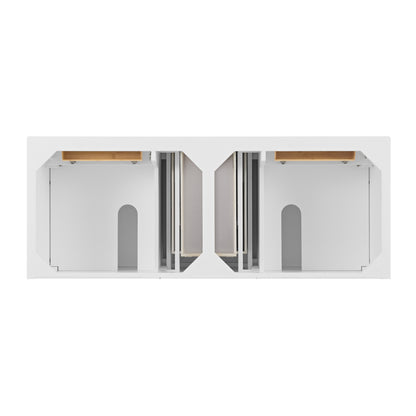 Renovate for Less Atlanta Lorelai 60" Double Vanity, Bright White w/ 3 CM Ethereal Noctis Silestone Top w/FreePower Wireless Charger