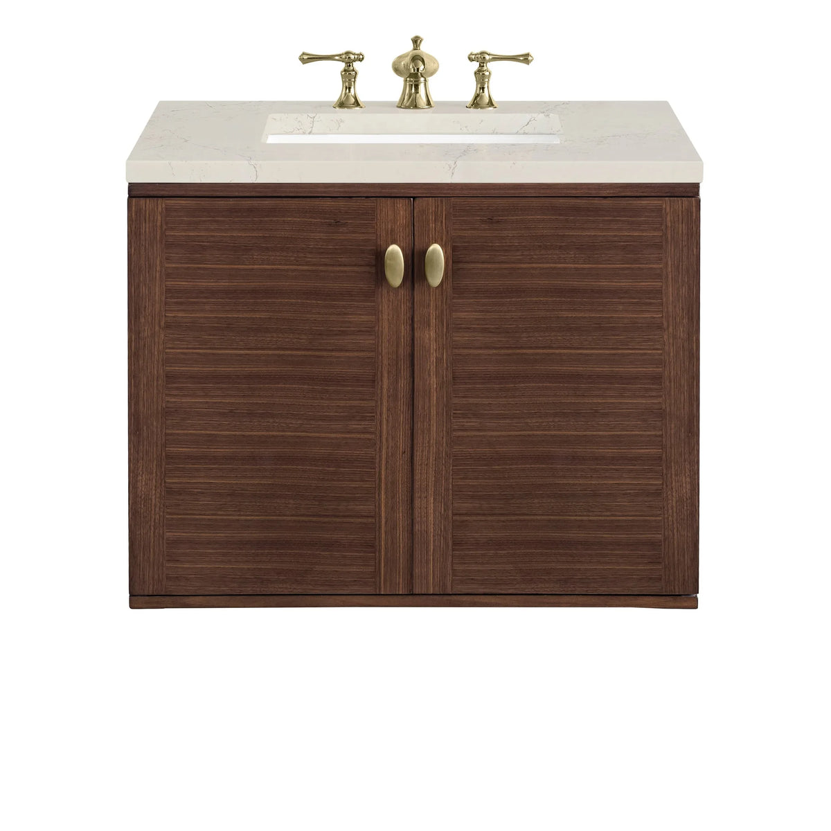 Amberly 30" Single Vanity, Mid-Century Walnut, w/ 3 CM Siberian Silestone Top
