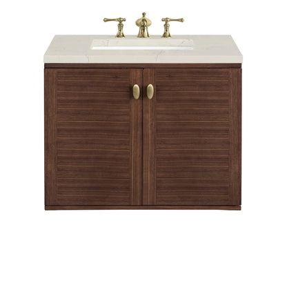 Amberly 30" Single Vanity, Mid-Century Walnut, w/ 3 CM Siberian Silestone Top