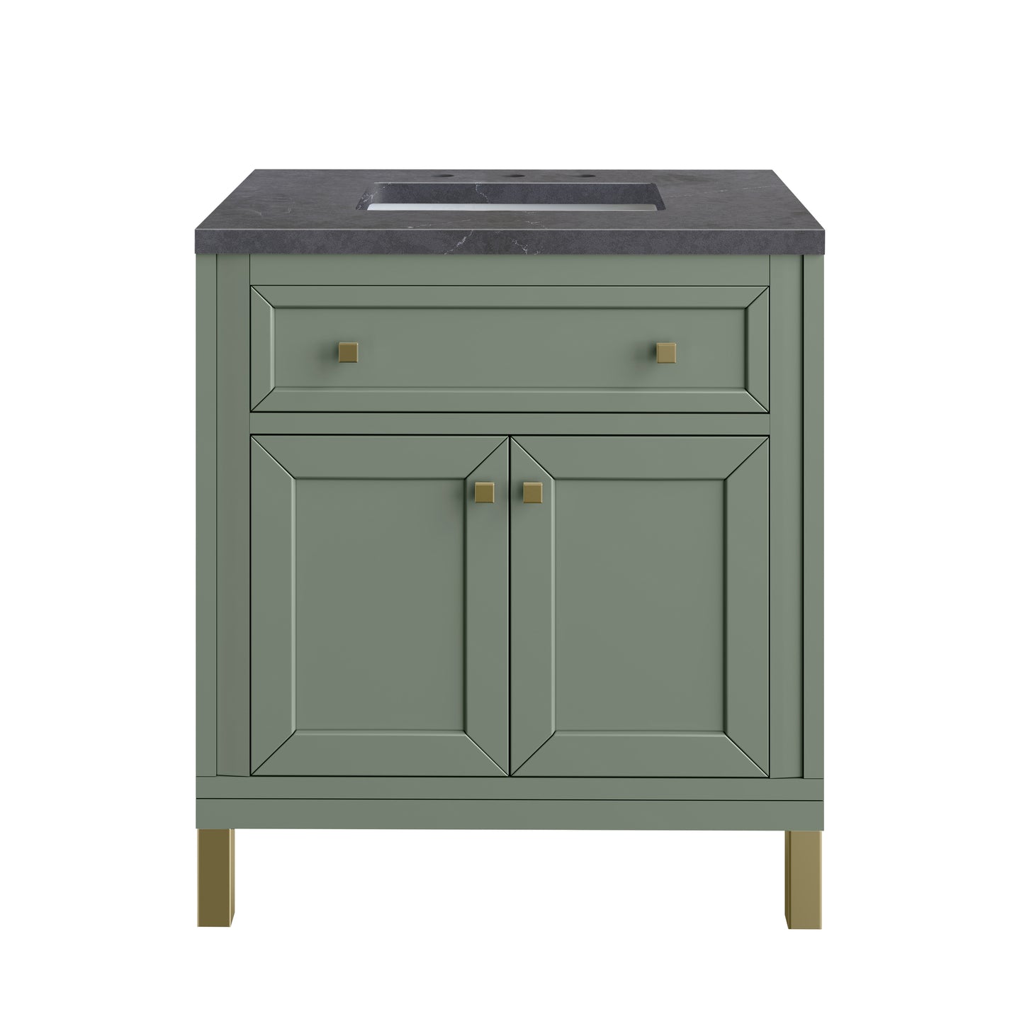 Renovate for Less Atlanta Chicago 30" Single Vanity, Smokey Celadon, w/ 3 CM Charcoal Soapstone Silestone® Top