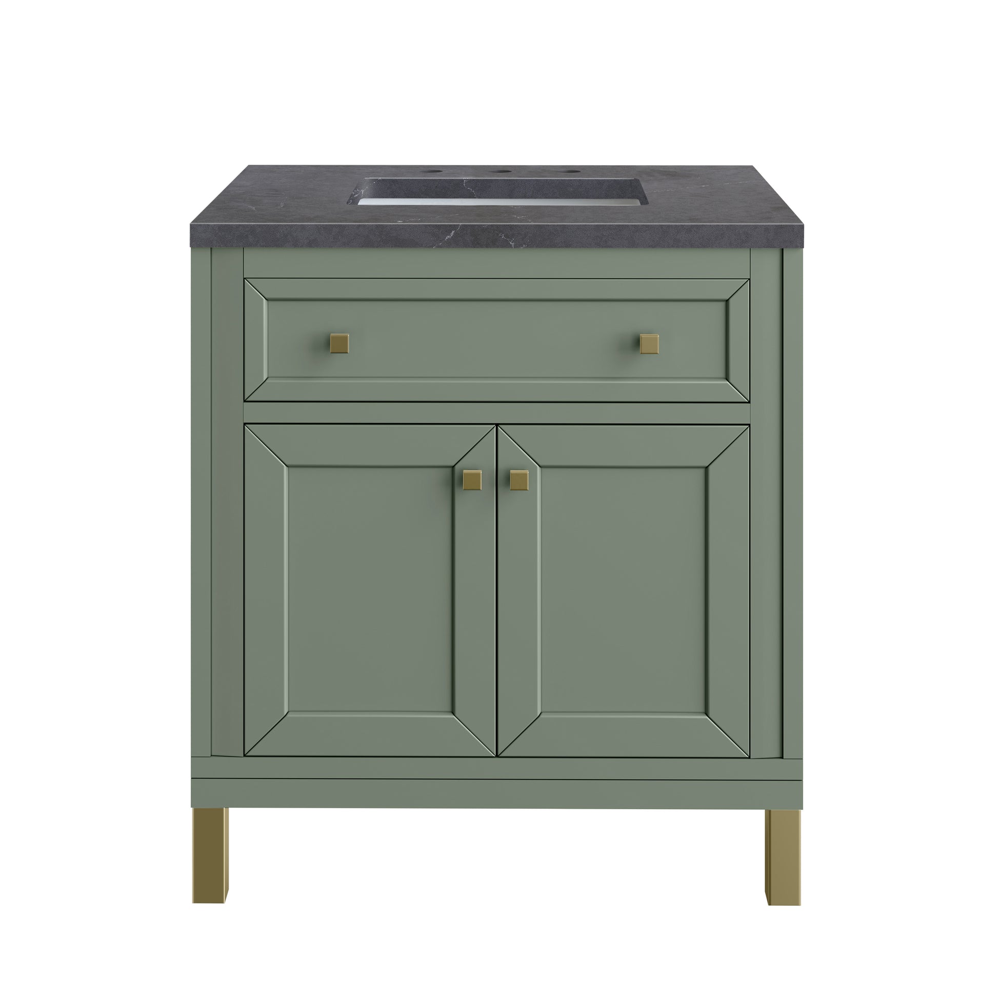 Renovate for Less Atlanta Chicago 30" Single Vanity, Smokey Celadon, w/ 3 CM Charcoal Soapstone Silestone® Top