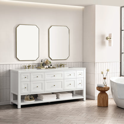 Renovate for Less Atlanta Breckenridge 72" Double Vanity, Bright White w/ 3 CM Lime Delight Top