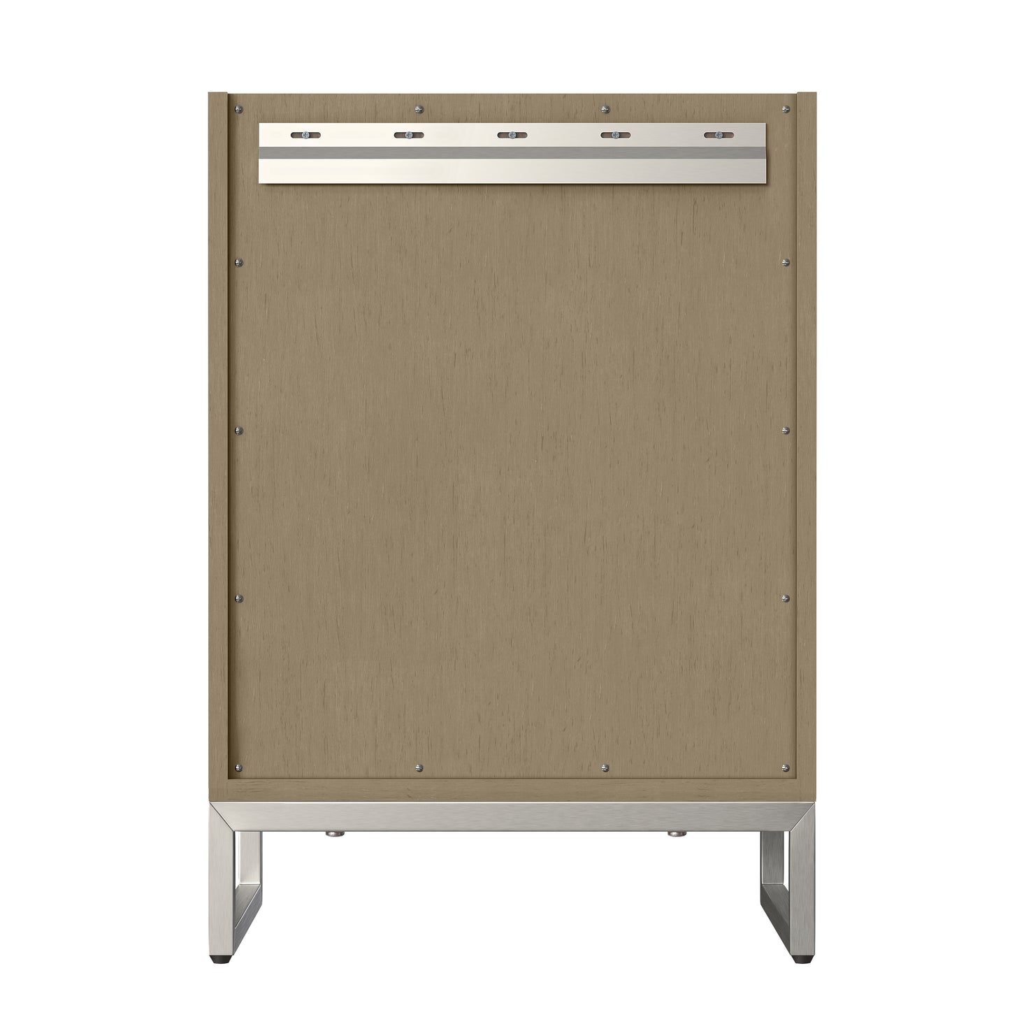 Renovate for Less Atlanta Chianti 24" Single Vanity, Walnut Whisper, Brushed Nickel, w/ White Glossy Composite Stone Top