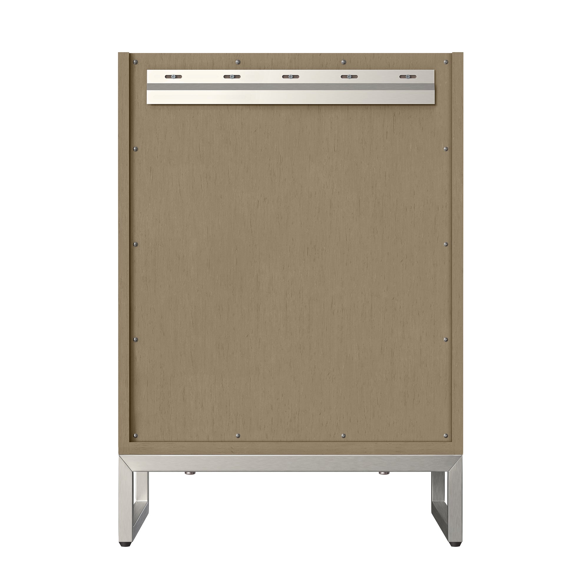 Renovate for Less Atlanta Chianti 24" Single Vanity, Walnut Whisper, Brushed Nickel, w/ White Glossy Composite Stone Top