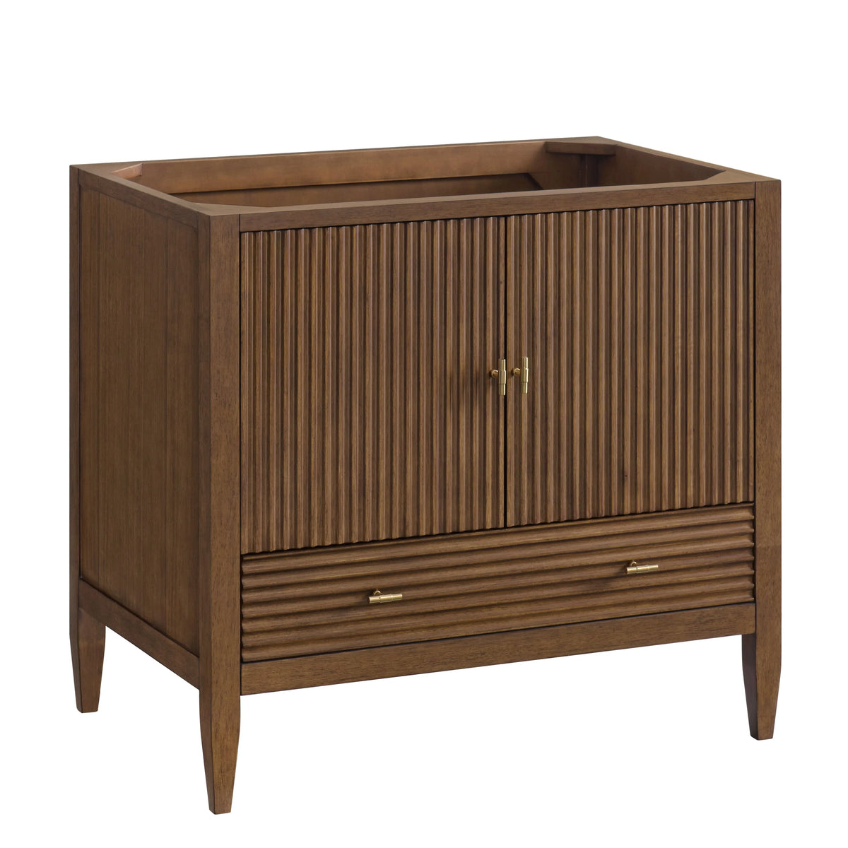 Myrrin 36" Vanity, Mid Century Walnut w/ 3 CM White Zeus Silestone Top