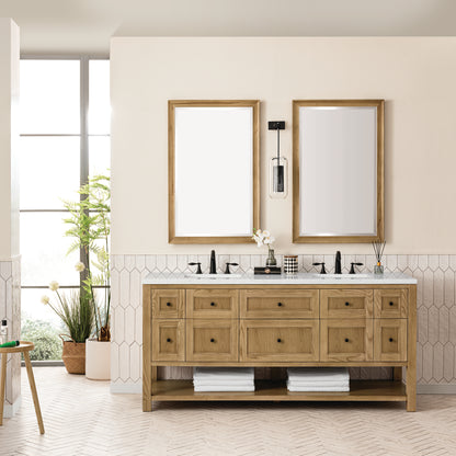 Renovate for Less Atlanta Breckenridge 72" Double Vanity, Light Natural Oak w/ 3 CM Lime Delight Top